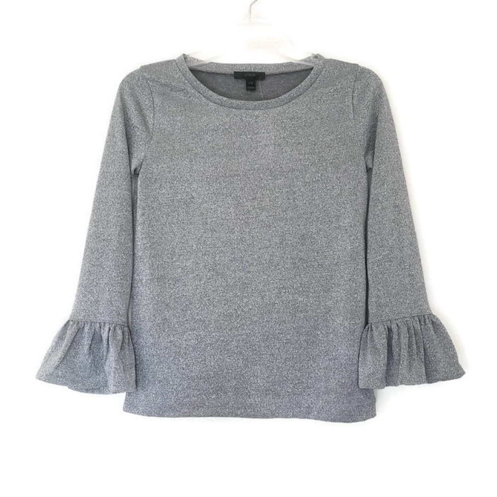 J. Crew Metallic Silver Gray Long Sleeve Shirt - Picture 1 of 4